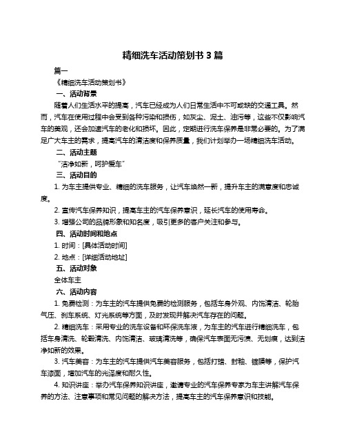 精细洗车活动策划书3篇