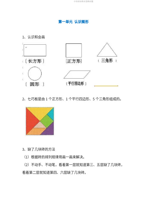 人教版小学一年级数学下册期中知识点复习.pdf