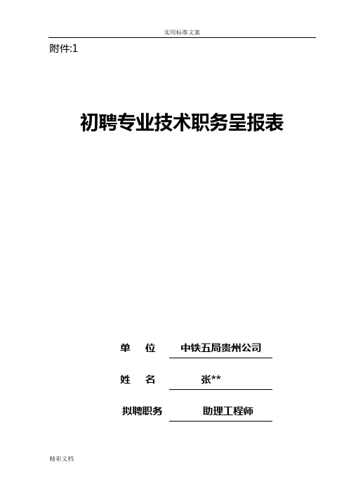 《初聘专业技术职务呈报表》填写格式