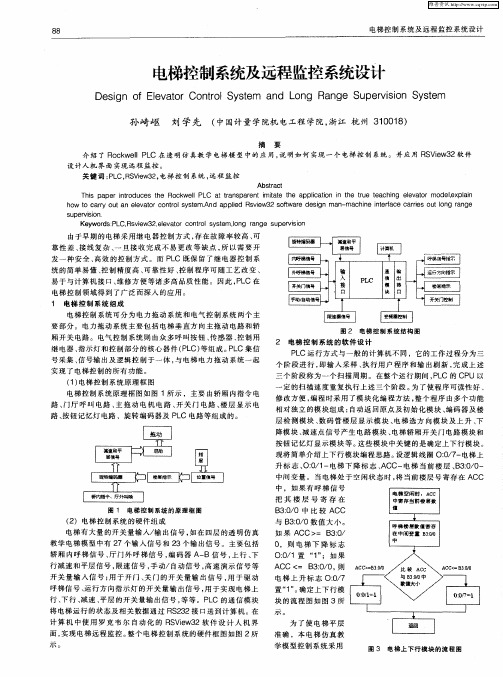 电梯控制系统及远程监控系统设计