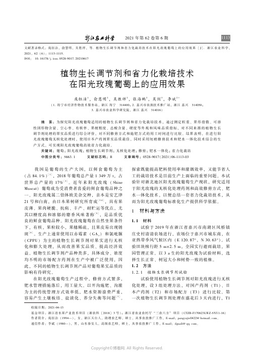 植物生长调节剂和省力化栽培技术在阳光玫瑰葡萄上的应用效果