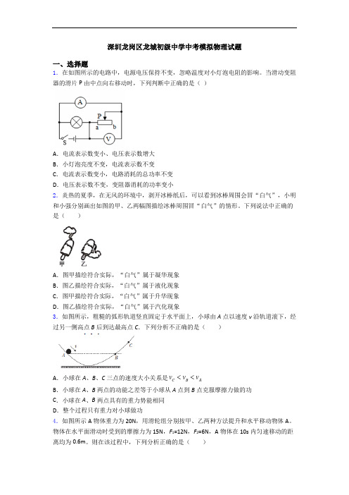 深圳龙岗区龙城初级中学中考模拟物理试题