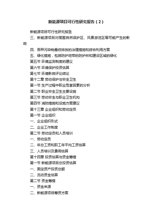 新能源项目可行性研究报告（2）
