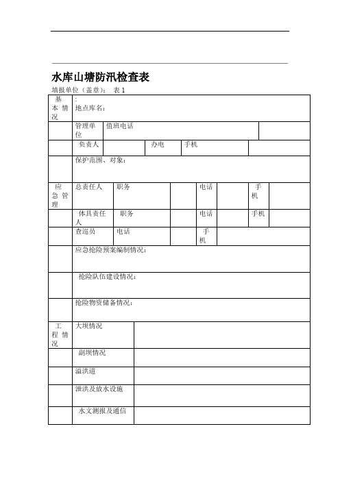 水库山塘防汛检查表格