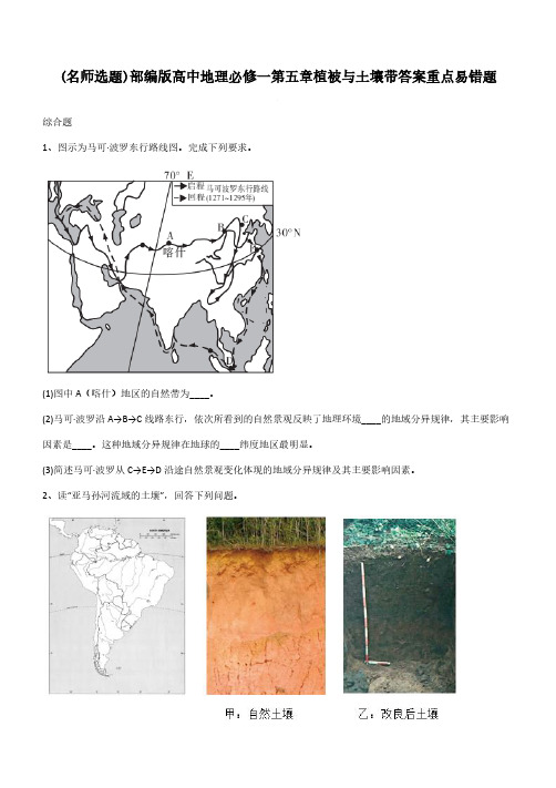 部编版高中地理必修一第五章植被与土壤带答案重点易错题