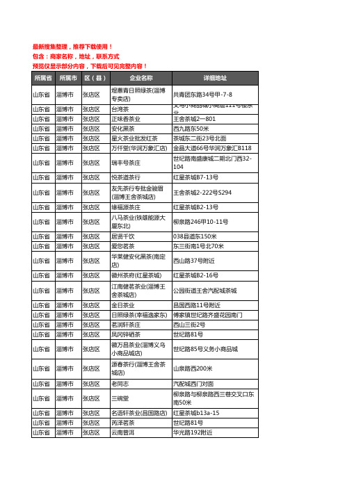 新版山东省淄博市张店区茶庄企业公司商家户名录单联系方式地址大全607家