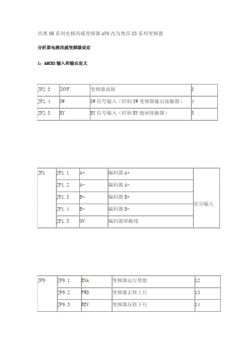 西奥OH系列电梯西威变频器AVO改为奥莎S3系列变频器