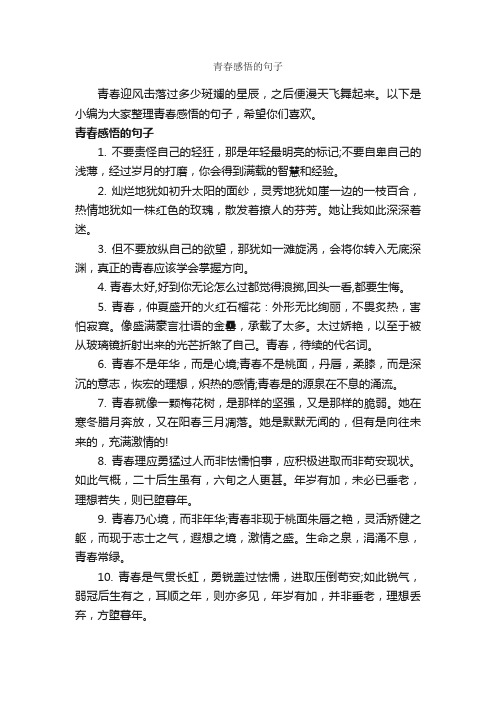 青春感悟的句子_经典句子