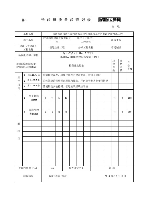 1管道铺设检验批