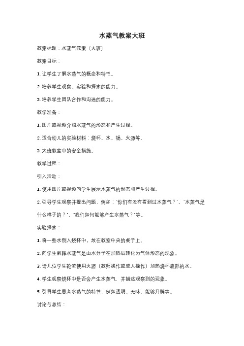 水蒸气教案大班