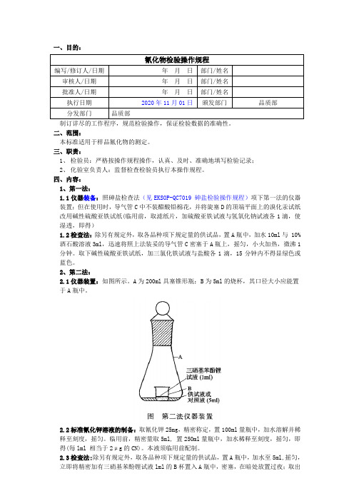 2020版《中国药典》氰化物检验操作规程