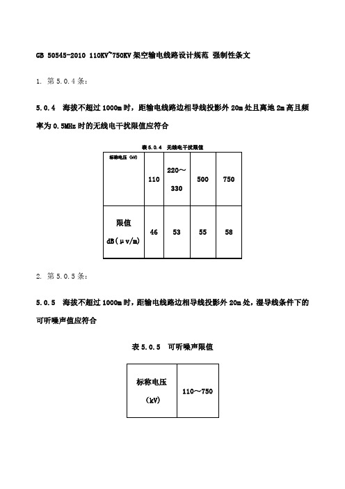 KVKV架空输电线路设计规范 强制性条文整理版