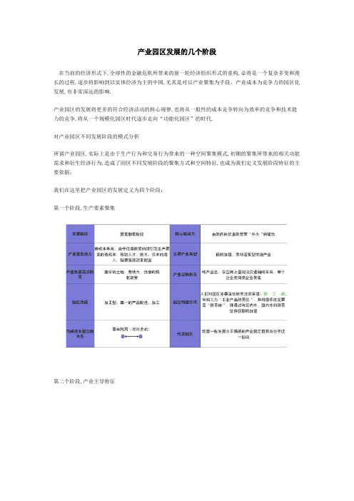 工业园区发展的几个阶段