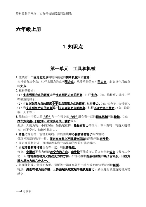 小学科学教辅手册(六年级)演示教学