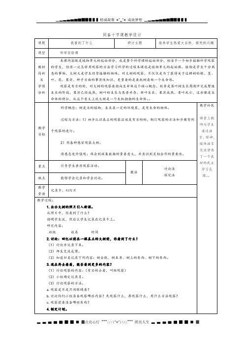 教科版科学三上《我看到了什么》表格教学设计