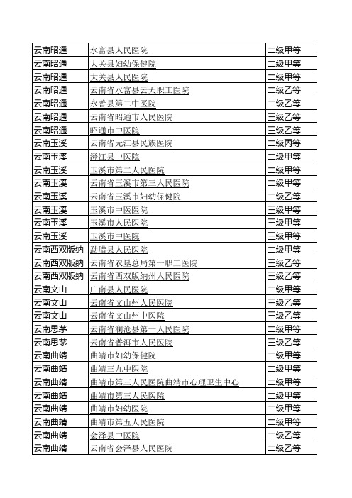 云南各地医院资料