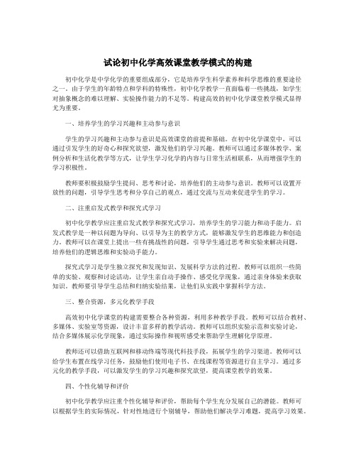 试论初中化学高效课堂教学模式的构建