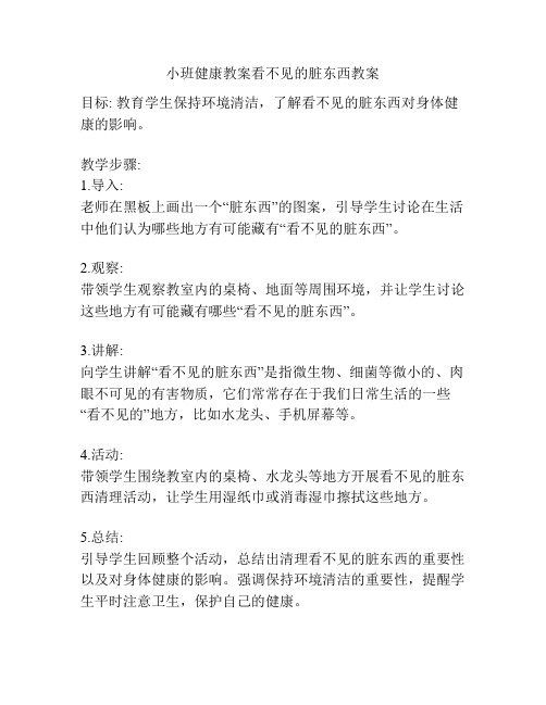 小班健康教案看不见的脏东西教案