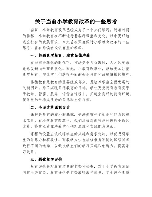 关于当前小学教育改革的一些思考