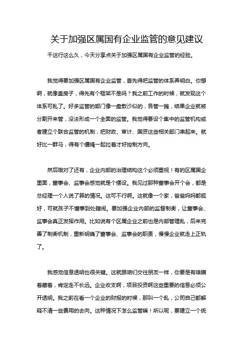 关于加强区属国有企业监管的意见建议