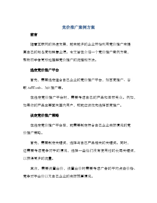 竞价推广案例方案