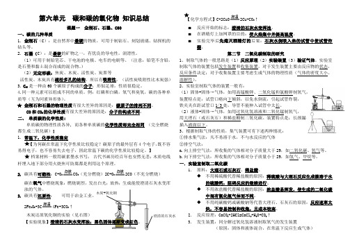 第六单元《碳和碳的氧化物》知识点总结