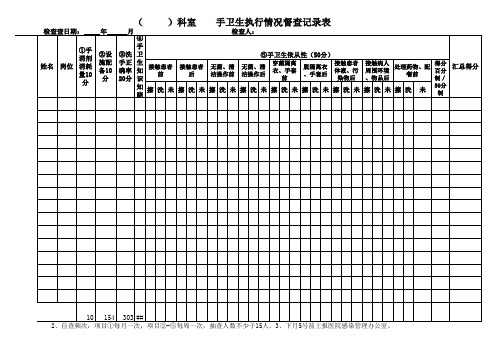 手卫生督查记录表