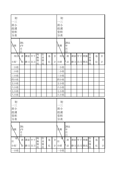 小组评价表格