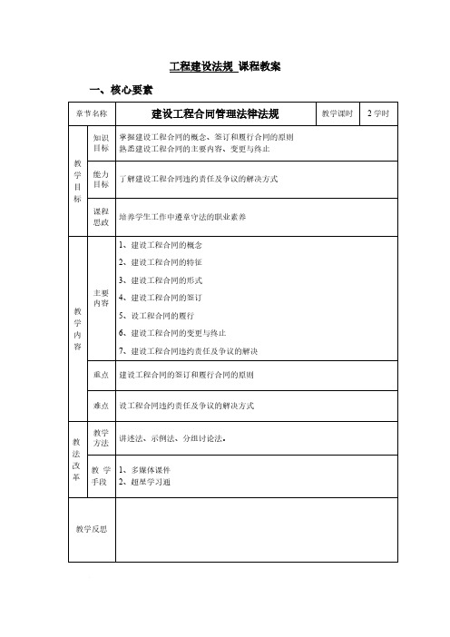 项目6建设工程合同管理法律法规 教案[2页]