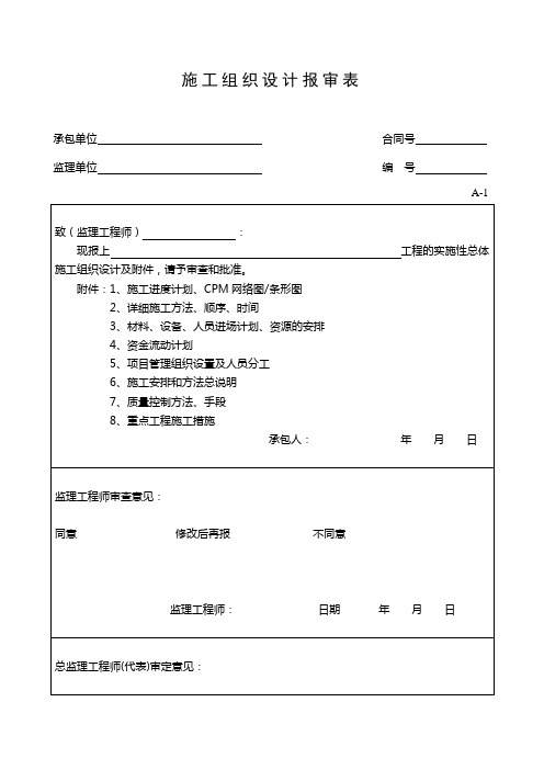 A-1施工组织设计报审表