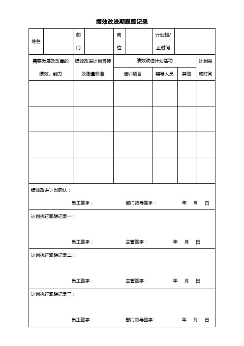 绩效改进期跟踪记录