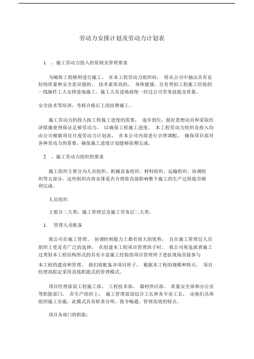 劳动力安排计划模板及劳动力计划模板标准表格.doc