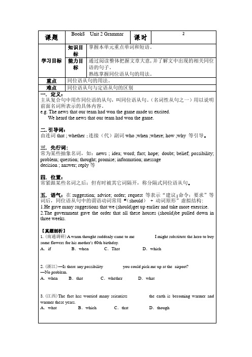 选修八-Unit-2-语法：同位语从句(学生)