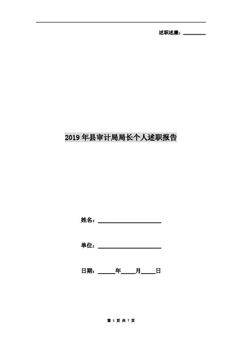 2019年县审计局局长个人述职报告