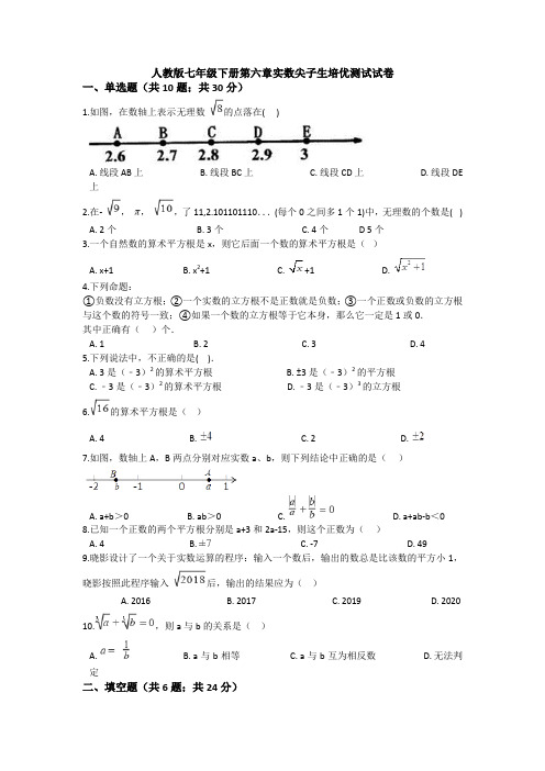 精选初中数学七年级下册第六章《实数》单元测试(含答案)