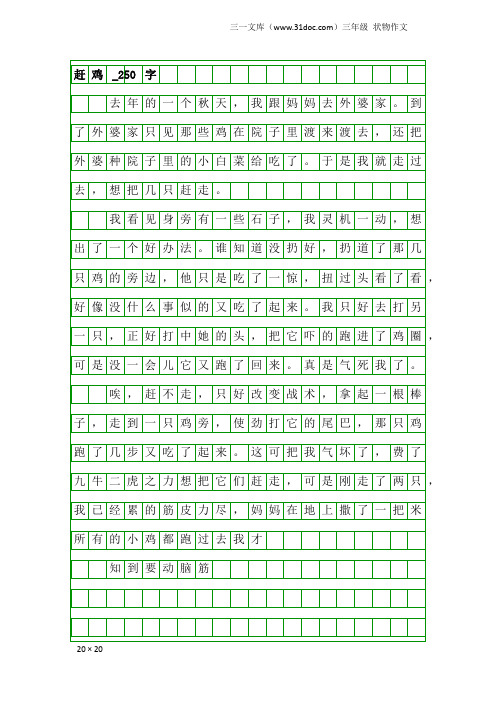 三年级状物作文：赶鸡_250字_1