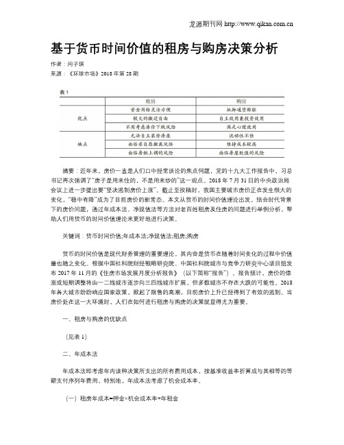 基于货币时间价值的租房与购房决策分析