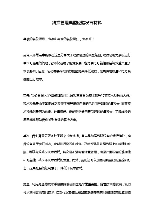 线损管理典型经验发言材料