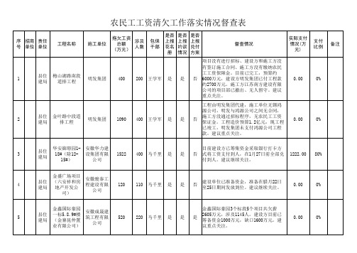 农民工工资清欠工作落实情况督查表