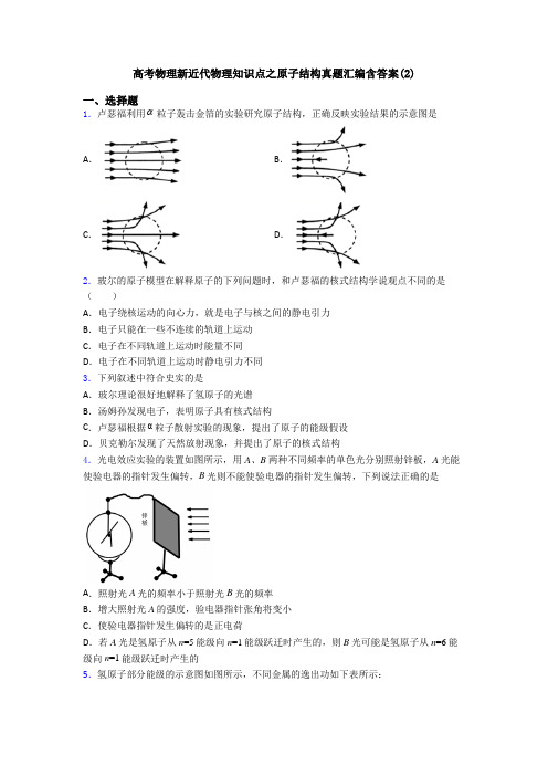 高考物理新近代物理知识点之原子结构真题汇编含答案(2)