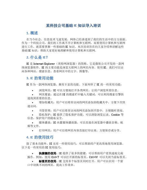 某科技公司基础IE知识导入培训