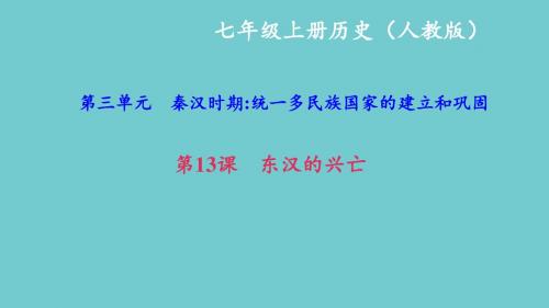 2017-2018学年新部编版七年级历史上册课件第13课 东汉的兴亡 (共24张PPT)