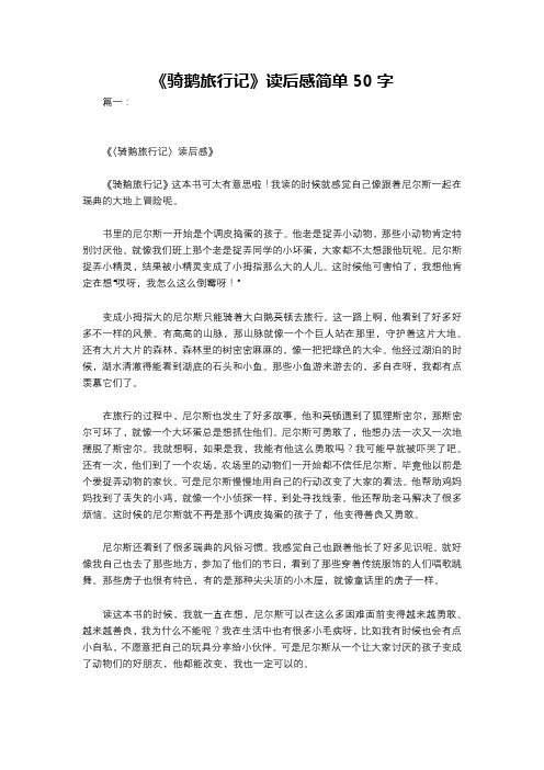 《骑鹅旅行记》读后感简单50字