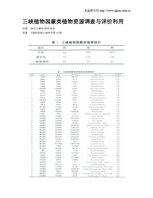 三峡植物园蕨类植物资源调查与评价利用