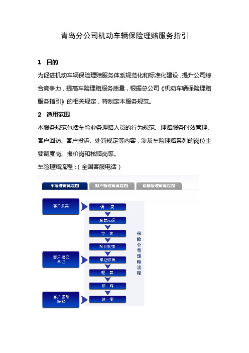 青岛分公司机动车辆保险理赔服务指引