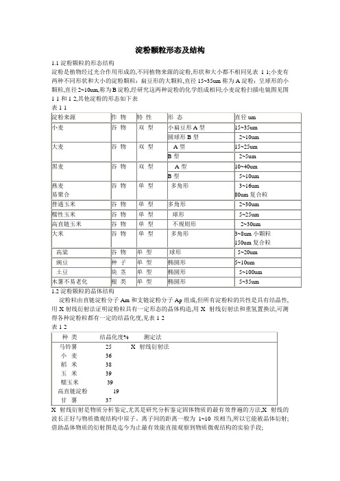 淀粉颗粒形态及结构