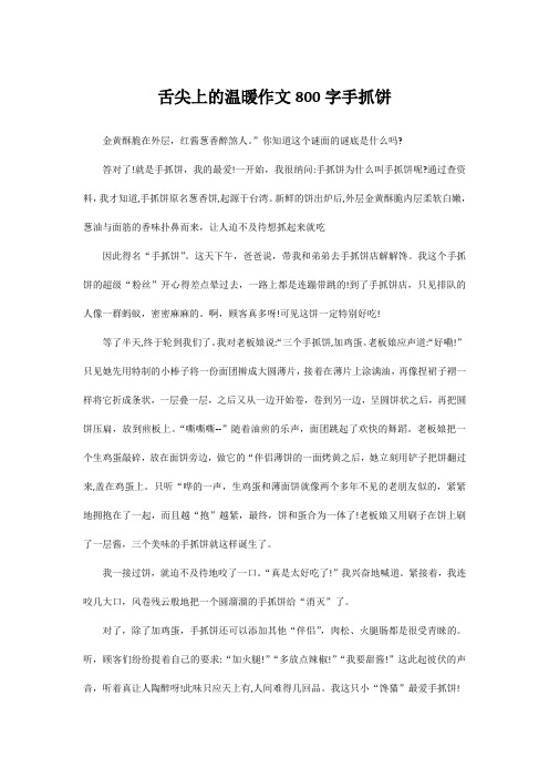 舌尖上的温暖作文800字手抓饼