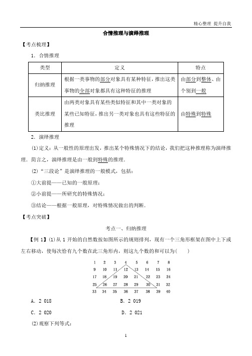 【精编】高考数学推理与证明：合情推理与演绎推理