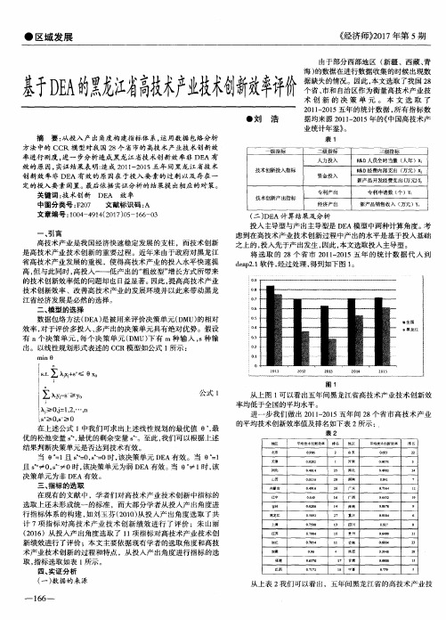 基于DEA的黑龙江省高技术产业技术创新效率评价