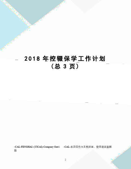 2018年控辍保学工作计划